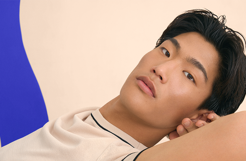 man with a clear, glowing complexion